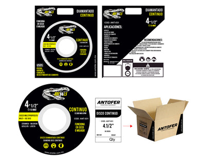 DISCO DIAMANTADO CONTINUO DE 4.5 ANTOOLS CAJA 200 UNIDADES