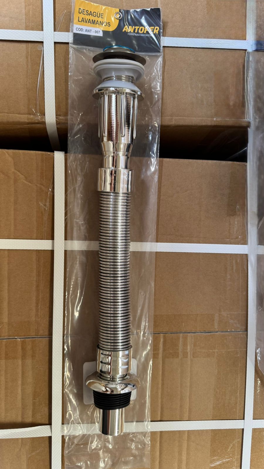 DESAGÜE LAVAMANOS PUSH CON TAPÓN GRANDE SIN REBOSE, CAJA 50 UND