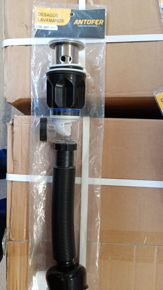 DESAGÜE NEGRO LAVAMANOS TAPÓN MONEDA ANTIOLOR CON REBOCE, CAJA 50 UND