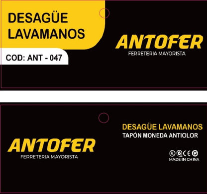 DESAGÜE LAVAMANOS TAPÓN MONEDA ANTIOLOR, CAJA 50 UND