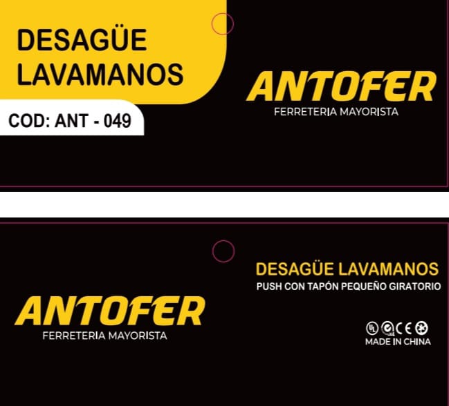 DESAGÜE LAVAMANOS PUSH CON TAPÓN PEQUEÑO GIRATORIO, CAJA 50 UND