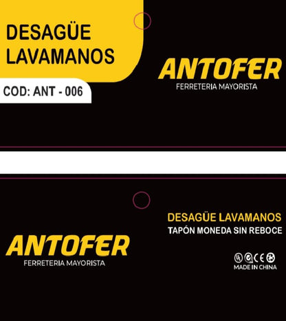 DESAGÜE LAVAMANOS TAPON MONEDA SIN REBOCE, CAJA 100 UND