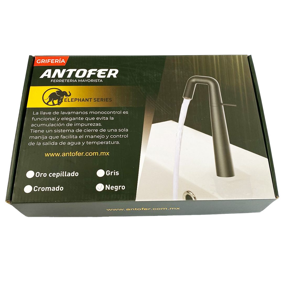 GRIFO LAVABO CUERPO LATON ALTO NEGRO CAJA 10 UNIDADES